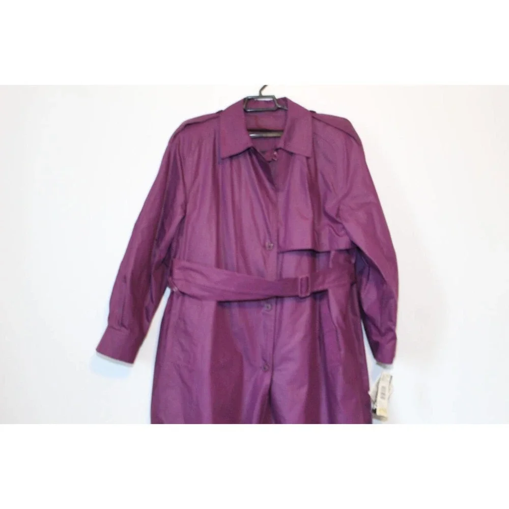 NWT London Fog Marta Trench Coat Royal Amethyst Purple Women's Size 16 H14297 - Picture 3 of 16